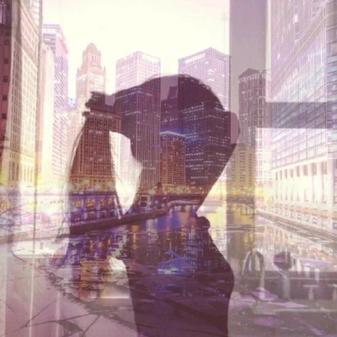 画中画唯美意境女生图片