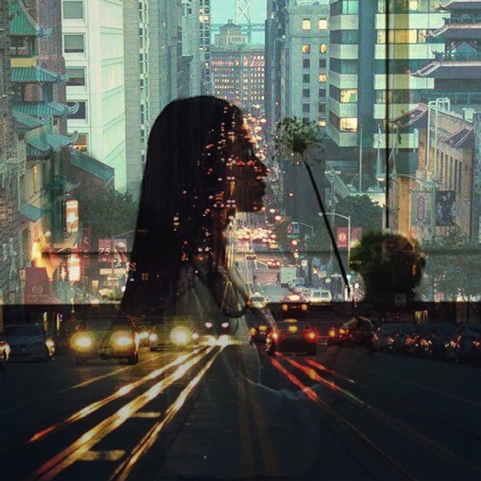 画中画唯美意境女生图片