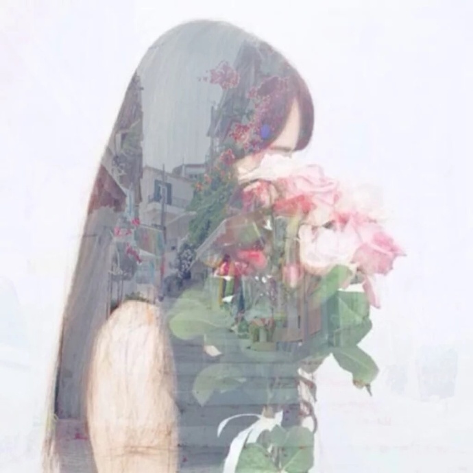 画中画唯美意境女生图片