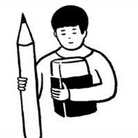 男生黑白简笔画头像