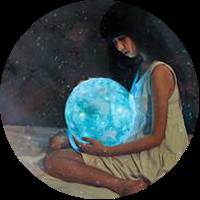 一左一右的扣扣圆形情侣头像