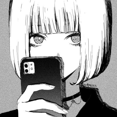 女生黑白手绘动漫头像图片大全(优选22张)