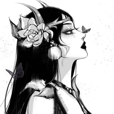 女生黑白手绘动漫头像图片大全(优选22张)