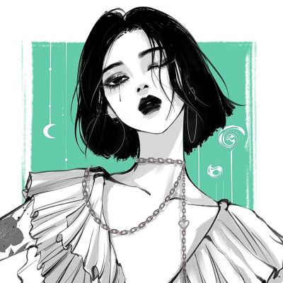女生黑白手绘动漫头像图片大全(优选22张)