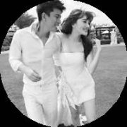 一左一右的扣扣圆形情侣头像