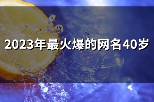 2023年最火爆的网名40岁(精选50个)
